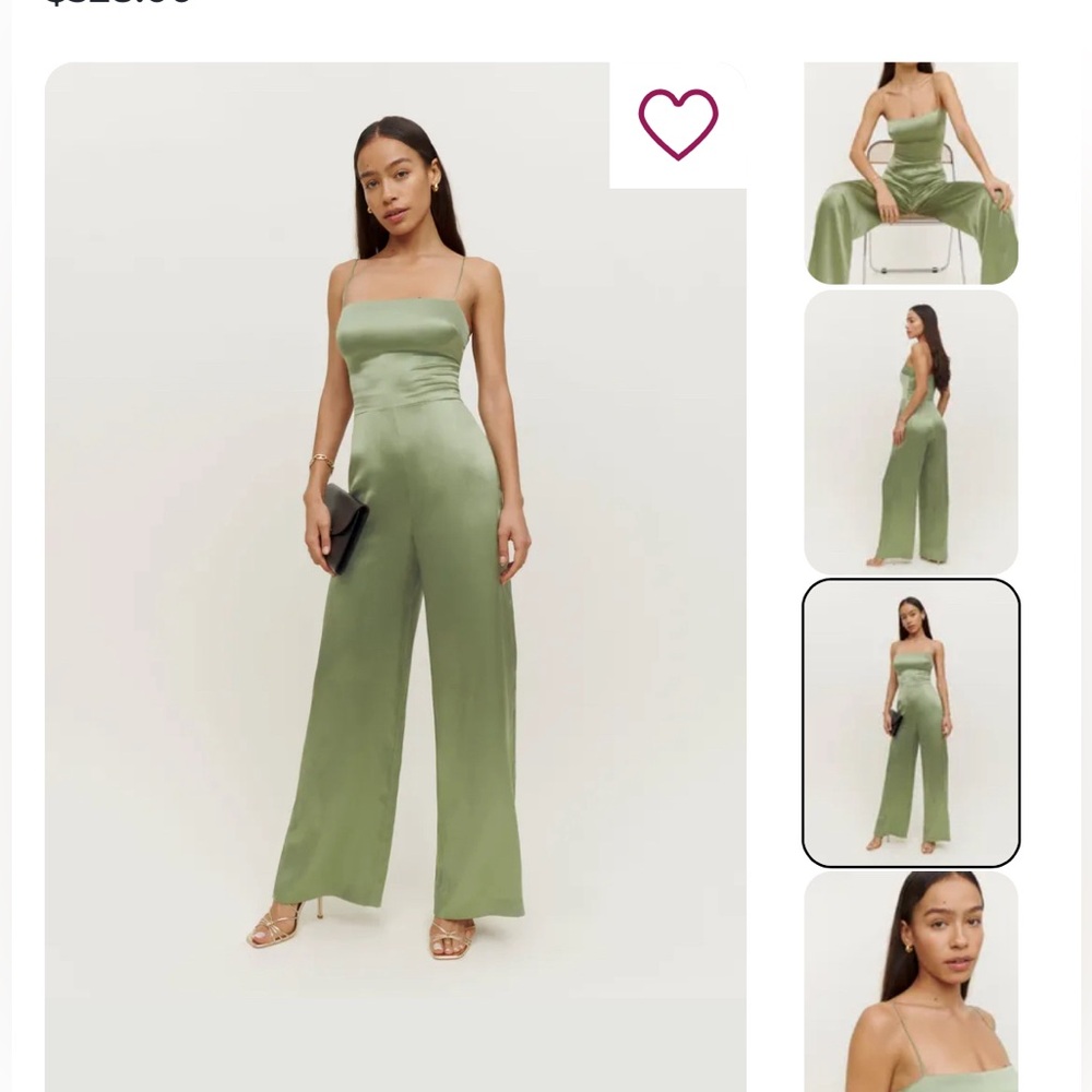 Reformation sage silk jumpsuit